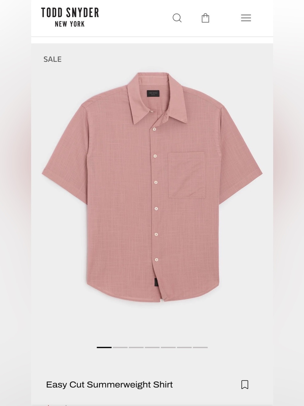 Todd Snyder Easy Cut Summerweight Shirt - Fading Rose -size M -100% cotton -NWT!
